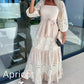 💖Limited Sale 💖Women’s Trendy Patchwork Tie Waist Square Neck Long Dress