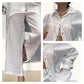 🔥Hot Sale 49% Off🔥Trendy Solid Color Two-Piece Outfit for Women with Long-Sleeve Shirt and Pants