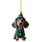 Christmas Fun Dachshund Car Hanging Ornament