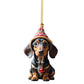 Christmas Fun Dachshund Car Hanging Ornament