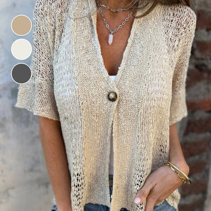 💐Spring Sale- 49% OFF!🔥Women’s Solid One Button Knitted Top
