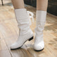 ⏳Women's Lace-Up Chunky Heel Mid-Calf Boots