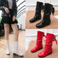 ⏳Women's Lace-Up Chunky Heel Mid-Calf Boots