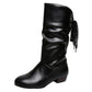⏳Women's Lace-Up Chunky Heel Mid-Calf Boots