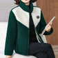Women's Plush Jacket with Stand Collar for Middle-Aged