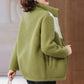 Women's Plush Jacket with Stand Collar for Middle-Aged