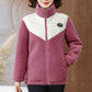 Women's Plush Jacket with Stand Collar for Middle-Aged