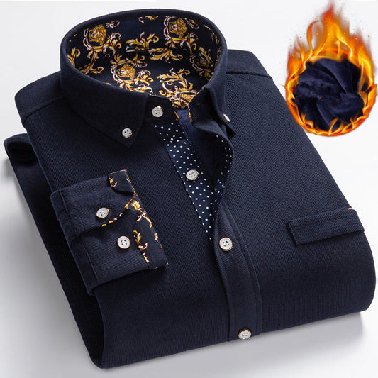 💥Men's Premium Fleece-Lined Corduroy Shirt - Winter Warmth