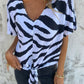 Women's V-Neck Striped Printed Casual Short-Sleeved Top