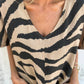 Women's V-Neck Striped Printed Casual Short-Sleeved Top