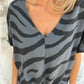 Women's V-Neck Striped Printed Casual Short-Sleeved Top