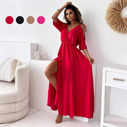 💖61% OFF👗V-Neck Side Slit Elegant Dress - Flatter Your Curves