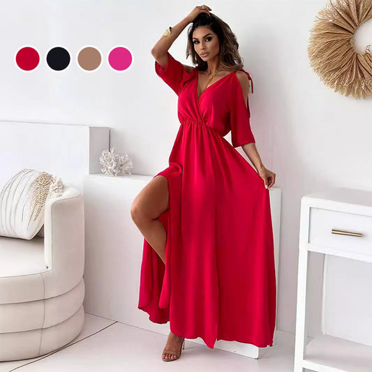 💖61% OFF👗V-Neck Side Slit Elegant Dress - Flatter Your Curves