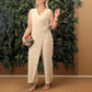 🌸Spring Specials🌸Women's Solid Color Casual V-Neck Tied Jumpsuit