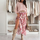 🤩 Up to 50% Off!✨ Women's Two-Piece Set: Crew Neck Top & Printed Skirt with Belt