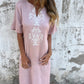🌷✨Women's V-neck linen dress with hand embroidered neckline