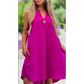 🌸Spring Specials🌸 Solid Color Sleeveless V-Neck Dress with Button Decoration