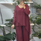 Women’s 2-Piece Sequin Blouse & Wide Leg Pants Set