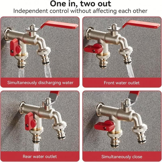 🔥Last Day 50% OFF🔥Universal Stainless Steel Double Outlet Garden Water Faucet