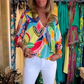 🎉2025 New Products Hot Sale✨Women's Casual Trendy Print V-Neck Top