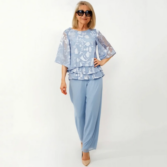 Women's Elegant Tiered Tops ＆ Wide-Leg Pants Set