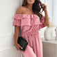🌺New Arrival🍑Women’s Off Shoulder Ruffle Jumpsuit