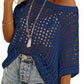 💥This Week's Special Price 💥Womens Summer Scoop Neck ShortSleeve Sweater Casual Crochet Hollow Out KnitTops