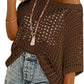 💥This Week's Special Price 💥Womens Summer Scoop Neck ShortSleeve Sweater Casual Crochet Hollow Out KnitTops