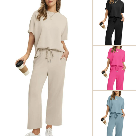 🌿 Soft casual two-piece set|loose cut + draped fabric soft and glutinous without sagging shoulders