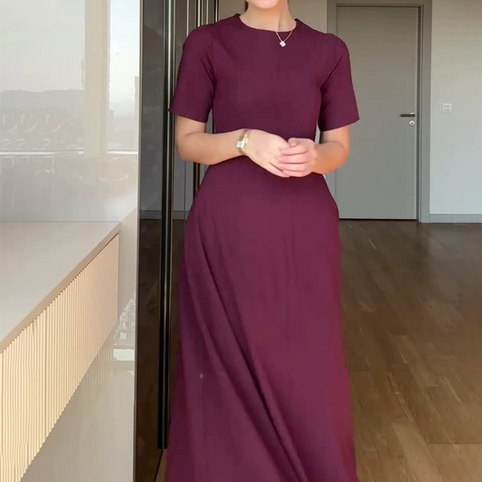 Women's Solid Color Elegant Short Sleeve Maxi Dresses