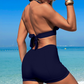 Halter Neck Top with Fitted Swim Shorts Separable Swimsuit 