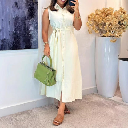 Elegant Sleeveless Shirt Dress