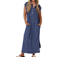 Knitted Short Sleeve Maxi Button Dress