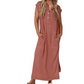 Knitted Short Sleeve Maxi Button Dress
