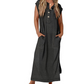 Knitted Short Sleeve Maxi Button Dress
