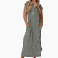 Knitted Short Sleeve Maxi Button Dress