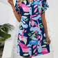 Women's Fashion Floral Print Short Sleeve Shirt Dress