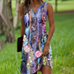 Women's Sleeveless V-Neck Printed Dresses