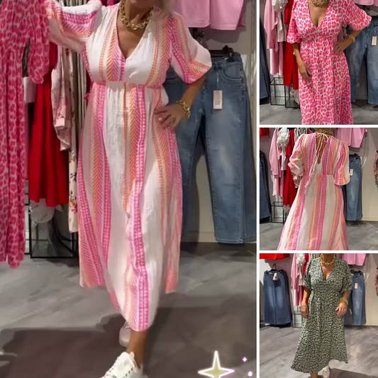 Women's V-Neck Printed Dress
