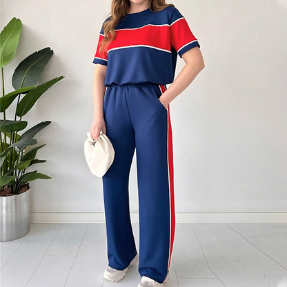 Casual Short-Sleeve Top & Pants 2-Piece Set