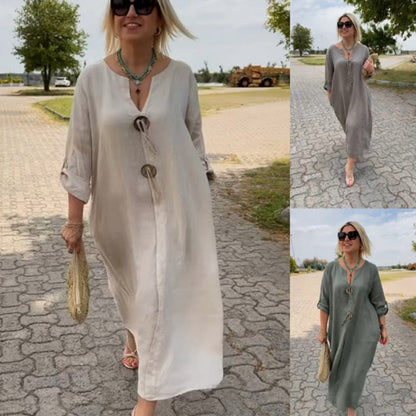 Women’s Loose Unique Button Detail Dress