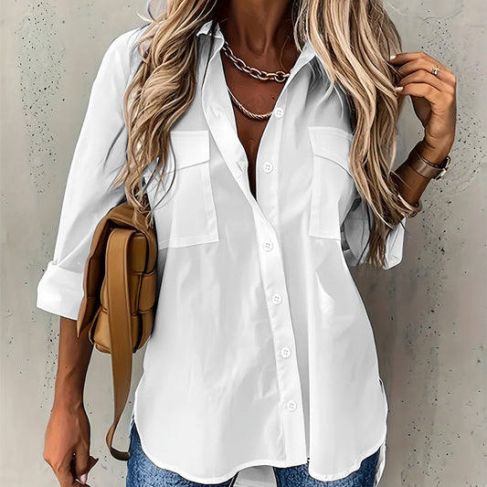 🌸New Arrival 50%OFF💖Women’s Long Sleeve Solid Color Shirt