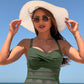 Women's One-Piece Swimsuit with Mesh Detail