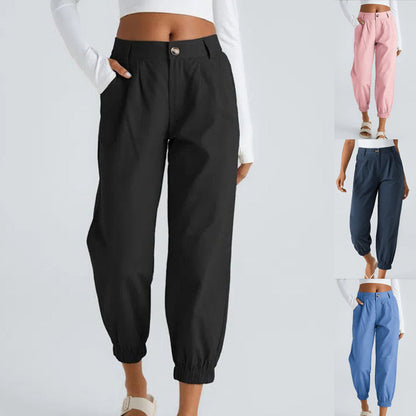 Women's Casual Tapered Pants with Side Pockets