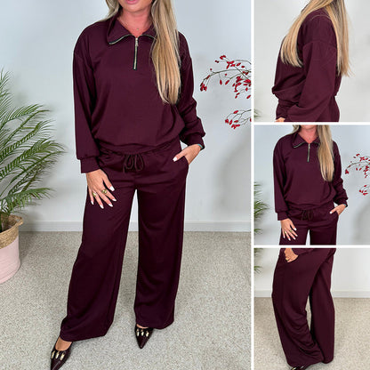 Women’s Pullover Top & High-Waist Pants Set