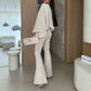 Solid Color Sexy V-Neck Top & Wide Leg Pants Two-Piece Set