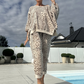 Women's Leopard Print Top & Pants 2-Piece Set
