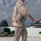 Women's Leopard Print Top & Pants 2-Piece Set