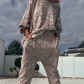 Women's Leopard Print Top & Pants 2-Piece Set