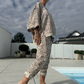 Women's Leopard Print Top & Pants 2-Piece Set
